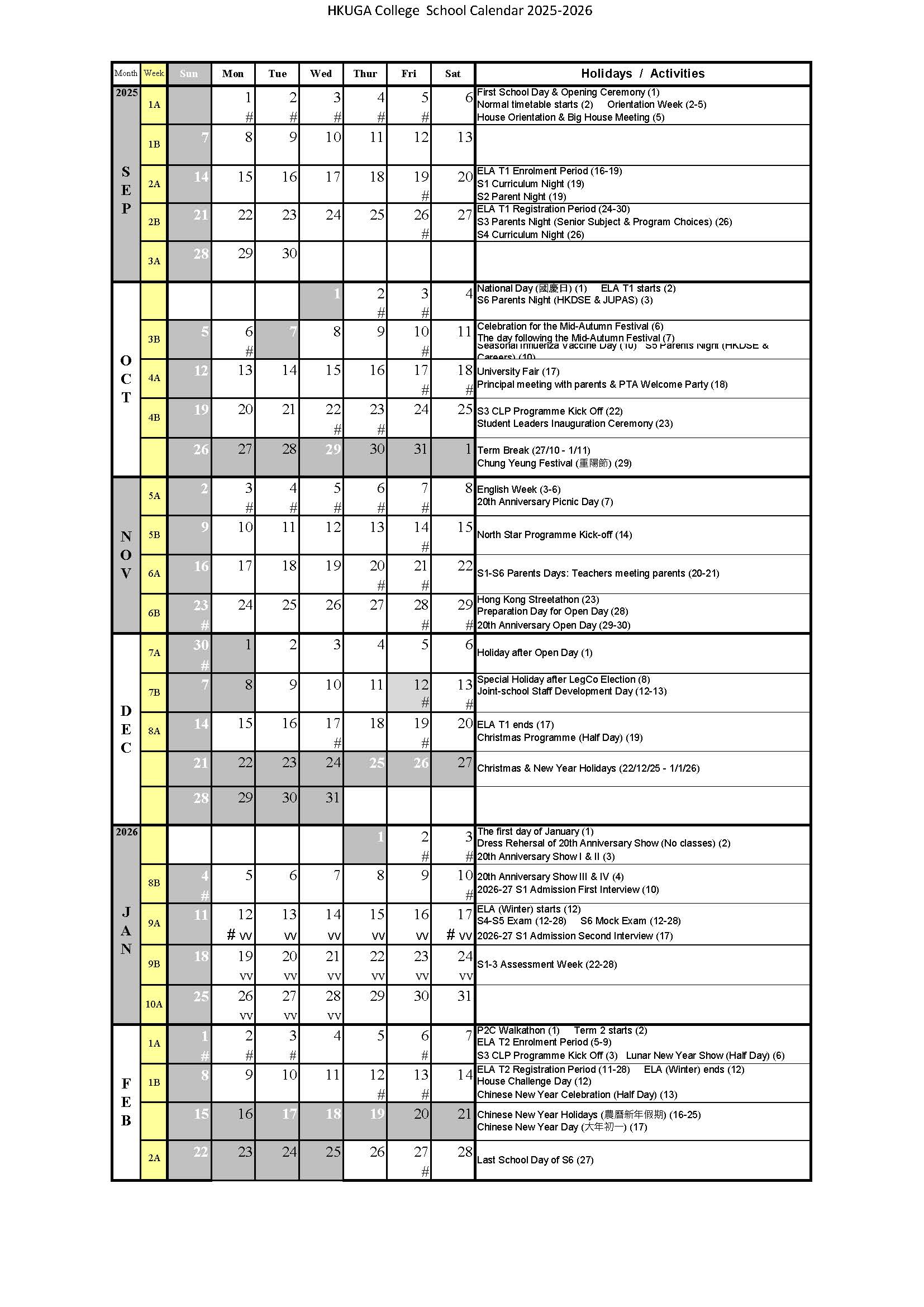 School Calendar 2024-2025